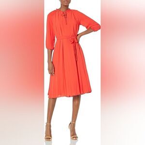 Nanette Lepore Pleated Tie Waist Midi Dress NWOT